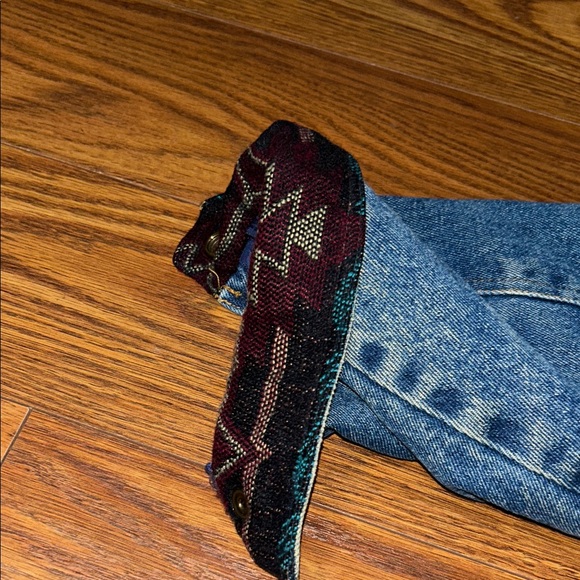 Vintage 90s Aztec Southwest Boho Oversized Denim Lined Outbrook Womens L Coat - Picture 11 of 13